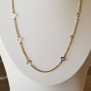 10K Gold Stationary Hearts Necklace